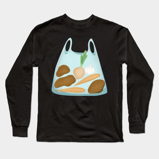 Transparent plastic bag with vegetables Long Sleeve T-Shirt by 2dsandy